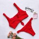 Women's Swimwear Sexy Solid Red Bikini 2022 Women Front Tie Cut Out Micro Swimsuit Female Push Up Bathing Suit Thong Two Piece Biquini