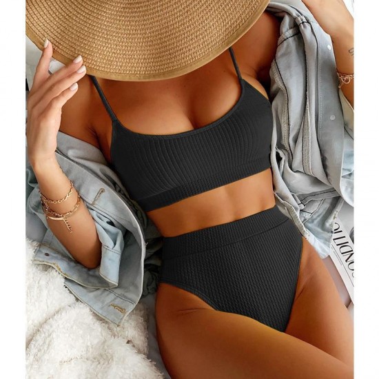 Women's Swimwear High Waist Bikini Women 2022 Swimsuit Ribbed Bathing Suit Brazilian Beach Female Sexy Cut Biquini Beachwear Summer