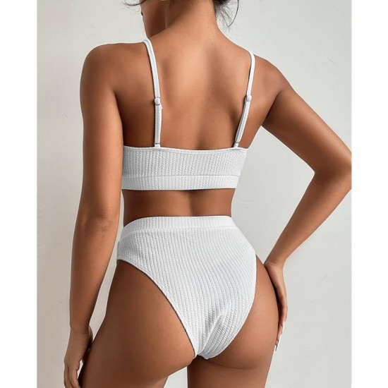 Women's Swimwear High Waist Bikini Women 2022 Swimsuit Ribbed Bathing Suit Brazilian Beach Female Sexy Cut Biquini Beachwear Summer