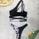 European and American sexy beach bikini print split swimsuit women