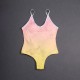 Fashion Bikini Womens Swimwear One Piece Letter Print Gradient Color Swimsuit Split Swimsuit Beach Charming Wear