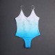 Fashion Bikini Womens Swimwear One Piece Letter Print Gradient Color Swimsuit Split Swimsuit Beach Charming Wear