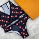 Fashion Bikini Womens Swimwear One Piece Letter Print Gradient Color Swimsuit Split Swimsuit Beach Charming Wear