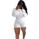 Women's Tracksuits Spring Autumn Solid Color Plus Size Sets O-neck Loose Long Sleeve Crop Tops Skinny Shorts Ribbed Tracksuit Women Two Piec