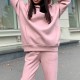 Women Tracksuits Elegant Solid Sets For Warm Hoodie Sweatshirts And Long Pant Fashion Two Piece Ladies Lace Up Sweatshirt Suits