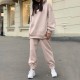 Women Tracksuits Elegant Solid Sets For Warm Hoodie Sweatshirts And Long Pant Fashion Two Piece Ladies Lace Up Sweatshirt Suits