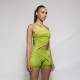 Women's Tracksuits Velour Asymmetry Two Piece Set Women Avocado Halter Dress Suits+Crease Shorts Sets Matching Outfit Female Workout Atirewe