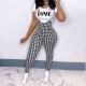 Hirigin Aesthetic Two Piece Set Plus Size Clothing and Plaid Overalls Outfits Trendy Lounge Wear Matching Sets for Women