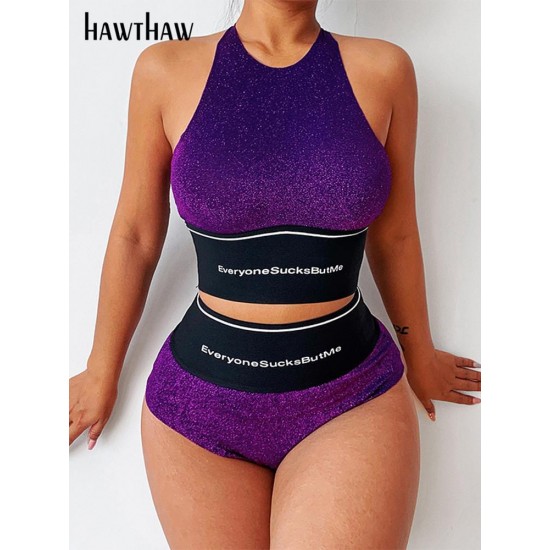 Women's Tracksuits Hawthaw Women Letter Print Tank Tops Shorts Underwear Two Piece Sets Outfits 2022 Summer Clthes Wholesale Items