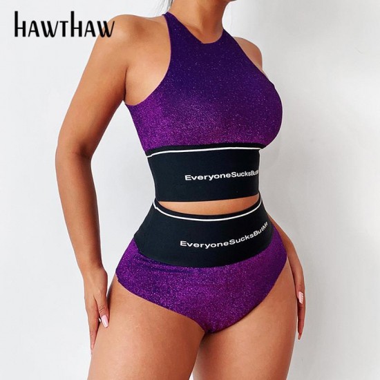 Women's Tracksuits Hawthaw Women Letter Print Tank Tops Shorts Underwear Two Piece Sets Outfits 2022 Summer Clthes Wholesale Items