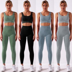 seamless yoga set women's autumn and winter new knitting hip stretch fitness sports three-piece suit