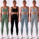 seamless yoga set women's autumn and winter new knitting hip stretch fitness sports three-piece suit