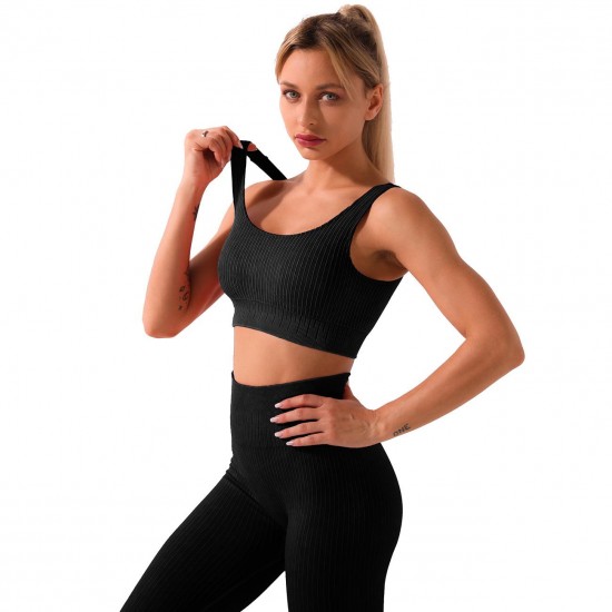 seamless yoga set women's autumn and winter new knitting hip stretch fitness sports three-piece suit