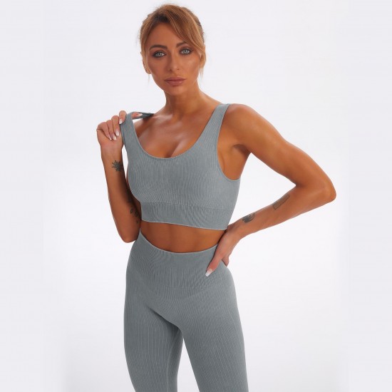 seamless yoga set women's autumn and winter new knitting hip stretch fitness sports three-piece suit