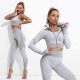 Yoga Set Workout gym clothing fitness for Women's tracksuit outfit leggings Sport bras top Long sleeve Women Sportswear Suit 211223