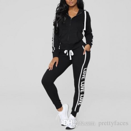 2pcs Hooded Casual Tracksuit Suits For Women Set Hoodies Sweatshirt+Sweatpants 2 Pieces Sets Women's Suit Sweatsuit Female