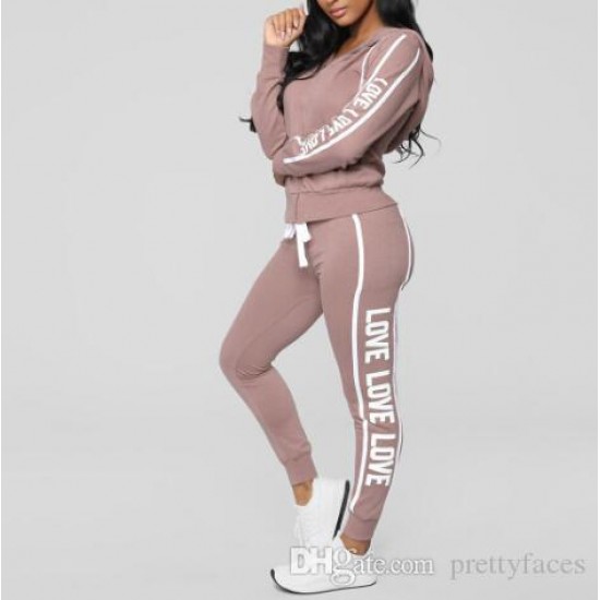 2pcs Hooded Casual Tracksuit Suits For Women Set Hoodies Sweatshirt+Sweatpants 2 Pieces Sets Women's Suit Sweatsuit Female