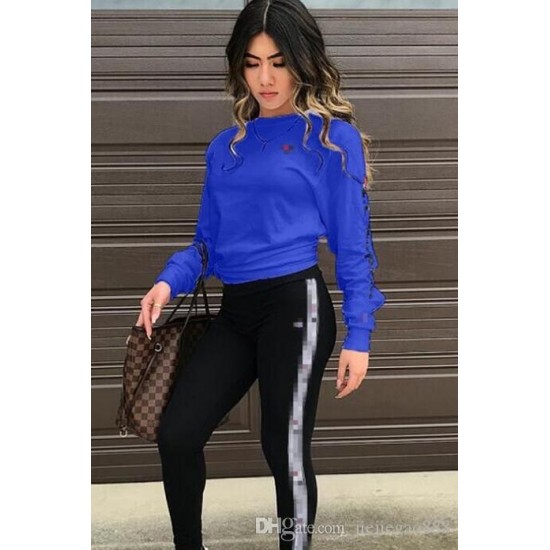 women Hooded collar sports suit letter printing Two piece sets fashion women Offset letter Casual hoodie trousers suit Tracksuits