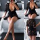 Women's Sleepwear Women Sexy Solid Lingerie Deep V-Neck Black Lace See Through Nightgown Dress Casual Style S-XL Skin-Friendly