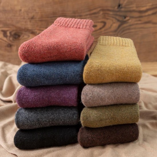 Winter Women Socks Thick Warm Solid Color Wool Harajuku Sox Retro Cold Resistant Fashion Casual Cashmere Cotton Socks for Female