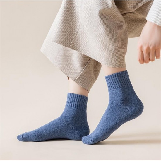 Winter Women Socks Thick Warm Solid Color Wool Harajuku Sox Retro Cold Resistant Fashion Casual Cashmere Cotton Socks for Female