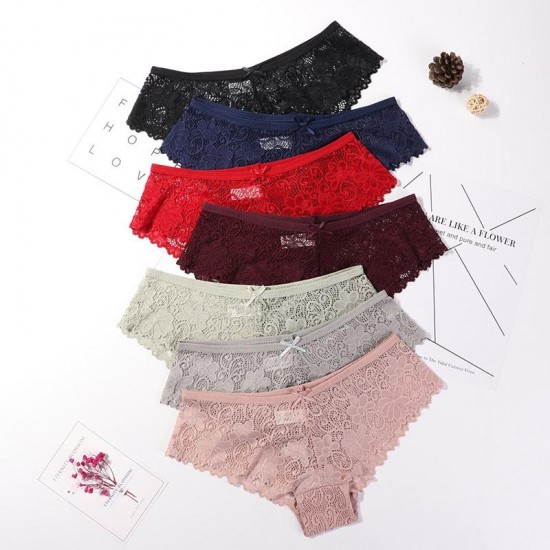 3 Pcs Panties for Woman Underwear Sexy Lace Breathable Soft Lingerie Female Briefs Panty Sexy Transparent Womens Underpants