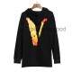 Factory Outlet Factory Outlet Brand Hoodie American street hip hop V flame big sweater Wang Yibo loose leisure West Coast hip WBQ2