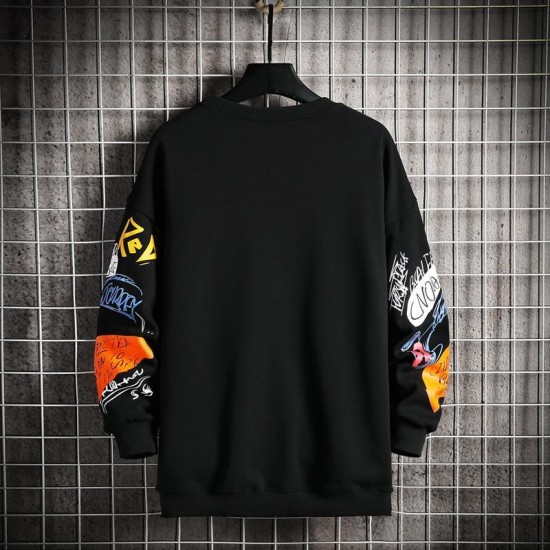 Men's Hoodies & Sweatshirts Mens Sweatshirt Casual 2022 Spring Graffiti Oversized Japanese Hip Hop Streetwear Men Loose Pullover Top