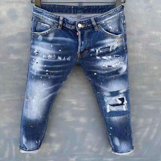 European Dj Mark Italy Smart Denim Button Blue Gat Potlead Broek Jeans For Men 025