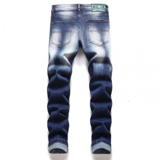 European Italy Famous Navy Slim Rits Rights Broek Gentleman Jeans For Men